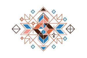 Geometric Tribal Pattern With Triangles And Diamonds In Earth Tones And Blue For Textile Print Or Background Design vector