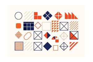 Abstract Geometric Pattern Design Featuring Orange And Navy Shapes On Beige Background For Modern Art Or Creative Projects And Backgrounds vector