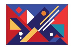 Abstract Geometric Composition In Primary Colors Design With Triangle Square And Circle Elements Modern Minimalist Artwork Contemporary Style Aesthetic Illustration vector