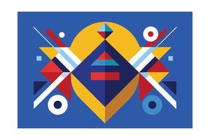 Geometric Abstract Composition Bold Colors Illustration Bauhaus Style Graphic Design Minimalist Aesthetic Symmetry Modern Art Background Wallpaper Poster vector