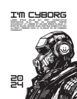 cyberpunk poster with a man in a helmet and a text that says i'm cyborg png