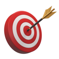 3D Red Target Icon Isolated on Transparent Background png