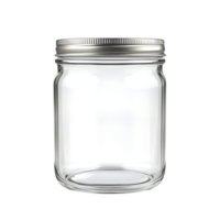 empty glass jar with lid isolated on transparent background png