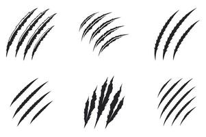 Black Claw Marks Vectors With Realistic Scratch Set Isolated On White Background For Danger Concept And Halloween Design