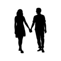 Silhouette Of A Romantic Couple Walking And Holding Hands Symbolizing Love Connection And Partnership Together Against A White Background vector