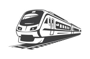 Silhouette Illustration Of A Modern High Speed Train On The Tracks Transportation Railway System Travel Vehicle Graphic Element vector