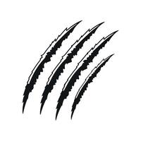 Animal Claw Scratch Mark Illustration Featuring Four Black Predator Claw Scratches On A Clean White Background Design Element vector