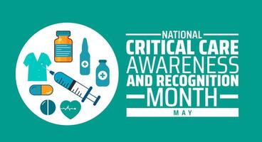 National Critical Care Awareness and Recognition Month background banner or poster design template. observed every year in May. vector