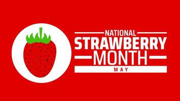 National Strawberry Month background banner or poster design template. observed every year in May. Holiday concept. Use to any Template, card, poster, placard, template. vector