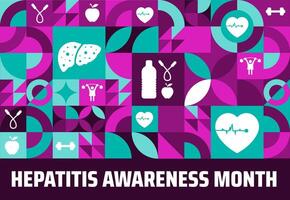 Hepatitis Awareness Month Geometric shape pattern background banner or poster design template. vector