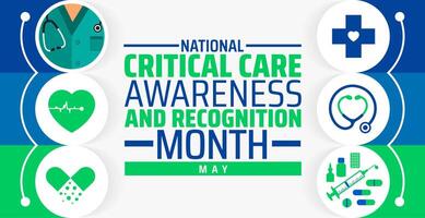 National Critical Care Awareness and Recognition Month background banner or poster design template. observed every year in May. Holiday concept. Use to any Template vector