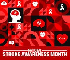 National Stroke Awareness Month Geometric shape pattern background banner or poster design template. observed every year in May. Holiday concept. Use to any Template, card, poster, placard, template. vector