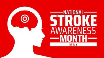 National Stroke Awareness Month background banner or poster design template. observed every year in May. Holiday concept. Use to any Template, card, poster, placard, template. vector