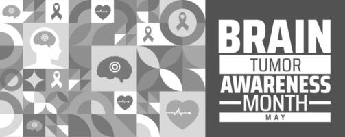 Brain Tumor Awareness Month Geometric shape pattern background banner or poster design template. observed every year in May. Holiday concept. Use to any Template, card, poster, placard. vector