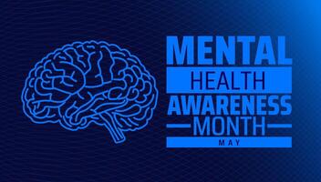 Mental Health Awareness Month background banner or poster design template. observed every year in May. Holiday concept. Use to any Template, card, poster, placard, template. vector