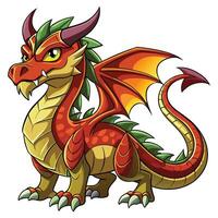 Clipart red dragon on white background vector