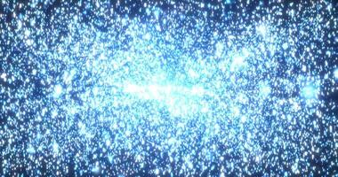 Abstract futuristic background with bright glowing particles of light and dust flying on camera. Space scene of starry sky video