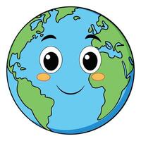 Cute globe with a smiling face on white background vector