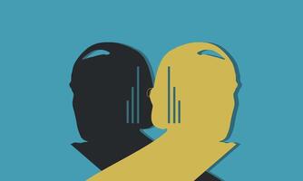 Abstract Silhouette of Dual Faces in Opposite Directions vector