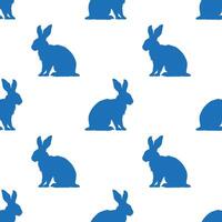 Seamless pattern featuring blue rabbits on white background, ideal for various design projects and textile applications vector