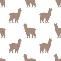 Seamless pattern featuring silhouettes of llamas in a simple design with a neutral color palette. Animal silhouette illustration. vector