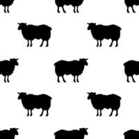 Seamless pattern featuring black sheep silhouettes on a white background for stylish designs and textile applications vector