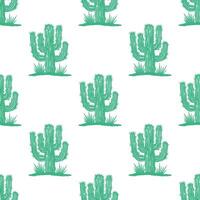 Seamless pattern featuring vibrant green cacti illustration design on white background perfect for home decor and textile projects vector