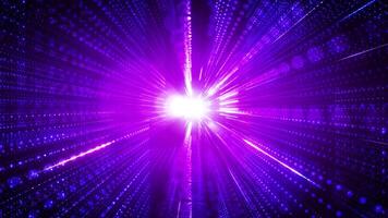 Abstract futuristic cyber world scene, sci-fi bright grid, technological glowing surface of particles and lines, neon night scene, digital science background animation 4K, seamless loop video