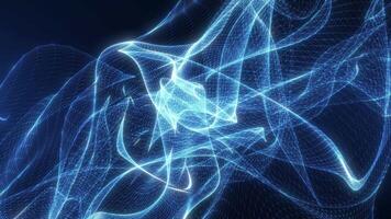 Abstract futuristic network connection background. Digital cyber wave with light motion lights background, data flow, cyber technology. 3D rendering. video