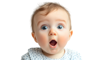 A baby is looking surprised with its mouth open png