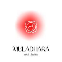 Muladhara root chakra symbol with red energy glow and sanskrit script vector