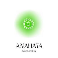 Anahata heart chakra symbol with green aura and sanskrit text vector
