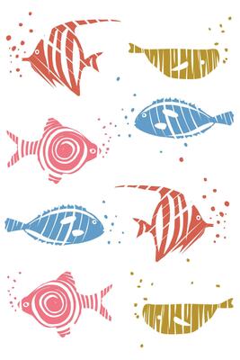 Colorful fish sketch doodle on white background