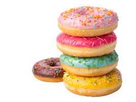 Stack of Colorful Glazed Donuts, Isolated on Transparent Background png