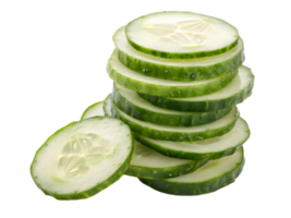 Stack of Fresh Cucumber Slices, Isolated on Transparent Background png