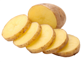 Sliced Raw Potato with Natural Skin Texture on Transparent Background png