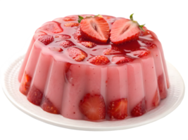 Strawberry Jelly Dessert with Fresh Strawberries, Isolated on Transparent Background png