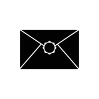 Mail Envelope with Wax Seal Silhouette. Black and White Icon Design Elements on Isolated White Background vector