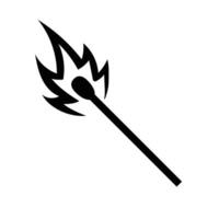 Lit Matchstick Silhouette. Black and White Icon Design Elements on Isolated White Background vector