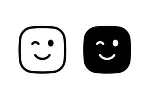 Winking square emoji. sticker icon Represents playful expression, positivity, and digital communications vector