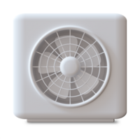 Air source heat pump illustrated in 3D render, showcasing compact design and structural features. Air heating pump, isolated on transparent background. Front view. png