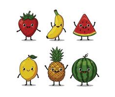 Cute Fruit Characters with Personality in a Cartoon Style vector