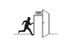 Exit Sign with Open Door and Running Man Silhouette Art vector
