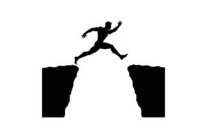 Risk and Challenge Concept Cliff Jumping Silhouette vector