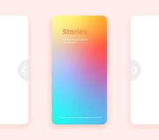Fluid banner illustration. Abstract background. three different mobile phone screens with the words stories vector