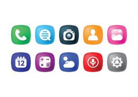 Colorful app icon set in rounded style. Includes phone, chat, camera, user, calendar, settings, and more. Perfect for UI, UX, and mobile app design. vector