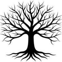 Abstract Silhouette Tree with Roots and Branches vector