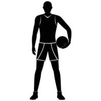 Isolated Silhouette Of Tall Man With Basketball vector