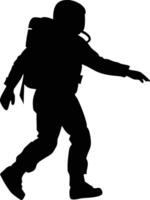 Astronaut Silhouette Walking with Oxygen Tank vector