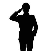 Saluting Silhouette of Military Officer with Helmet vector